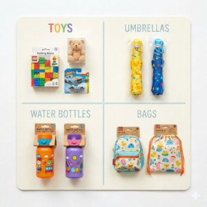 TOYS / UMBRELLAS / BOTTLES / BAGS
