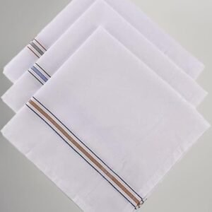 Rumal A Tex Men's White Handkerchiefs 3PCS