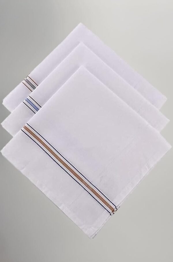 Rumal A Tex Men's White Handkerchiefs 3PCS