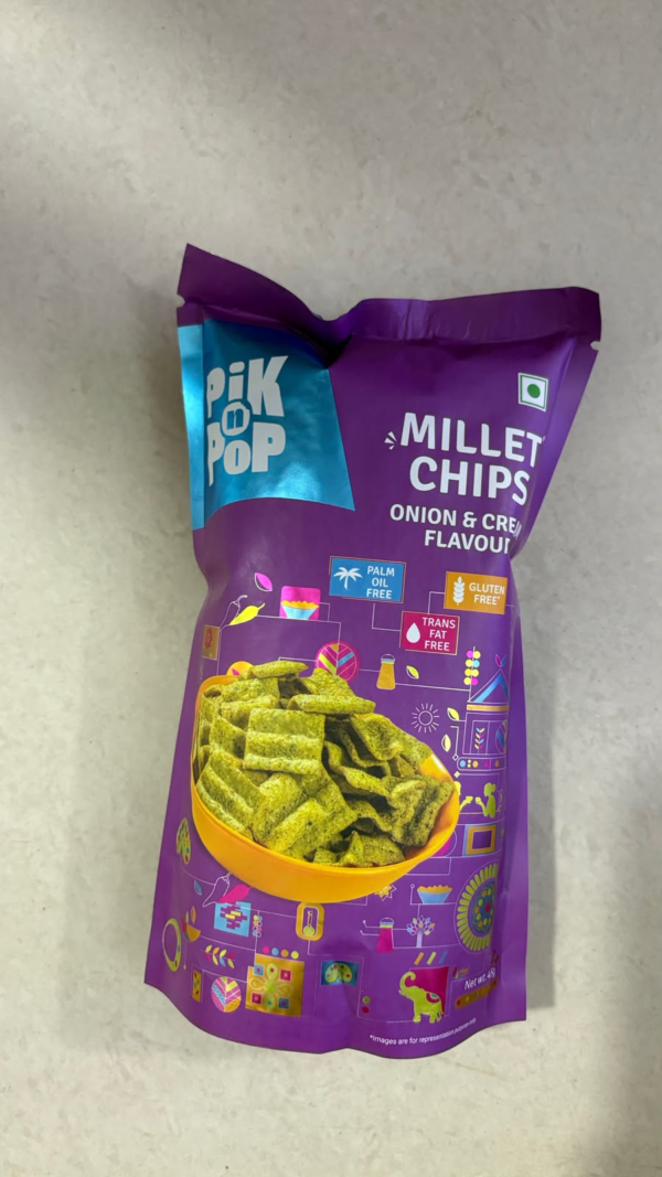 Pik N Pop Millet Chips Onion And Cream Flavour 45GM
